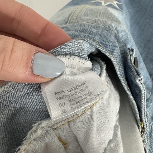 Lola + The Boys Jean Jacket Girls 14 Blue Star Leather Patched Denim Countrycore - Picture 13 of 13